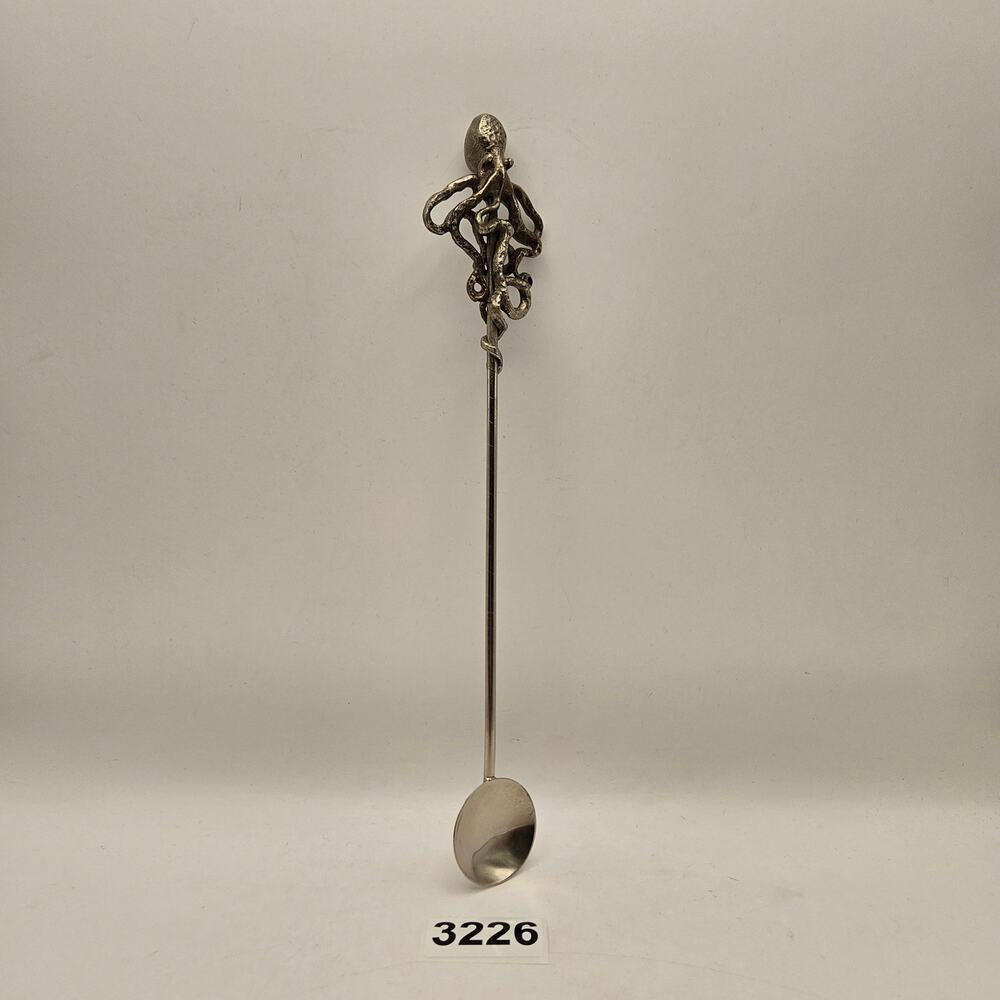 PERRY GARGANO OCTOPUS STIRRING SPOON SILVERPLATE BARWARE 12"